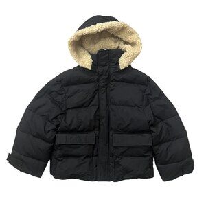 Fano Studios Womens Down Filled Wool Fur Trim Hood Coat Black Medium‎ Minimalist